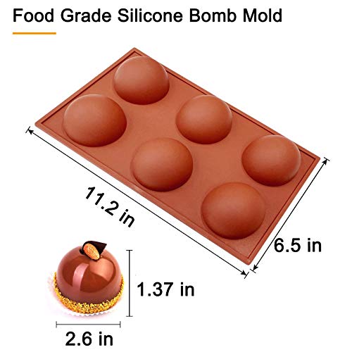 2.5 Inch Silicone Hot Chocolate Bomb Mold 3 Pack with Brush and Spatula F25646