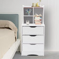 White 3 Drawer Bedside Table R354373