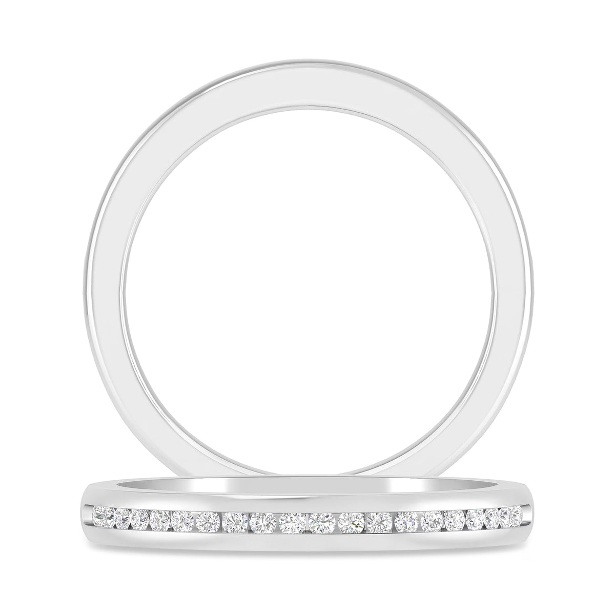 10K White Gold Round Diamond Stackable Band X9317