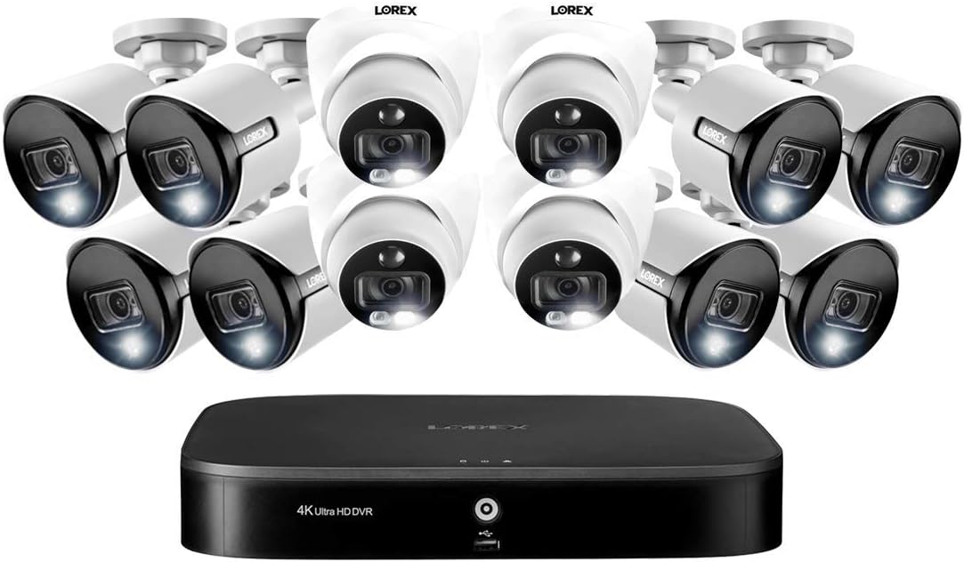 16-Channel 4K UHD DVR Surveillance System with 3TB and 8 Bullet Cameras and 4 Dome Cameras B1075