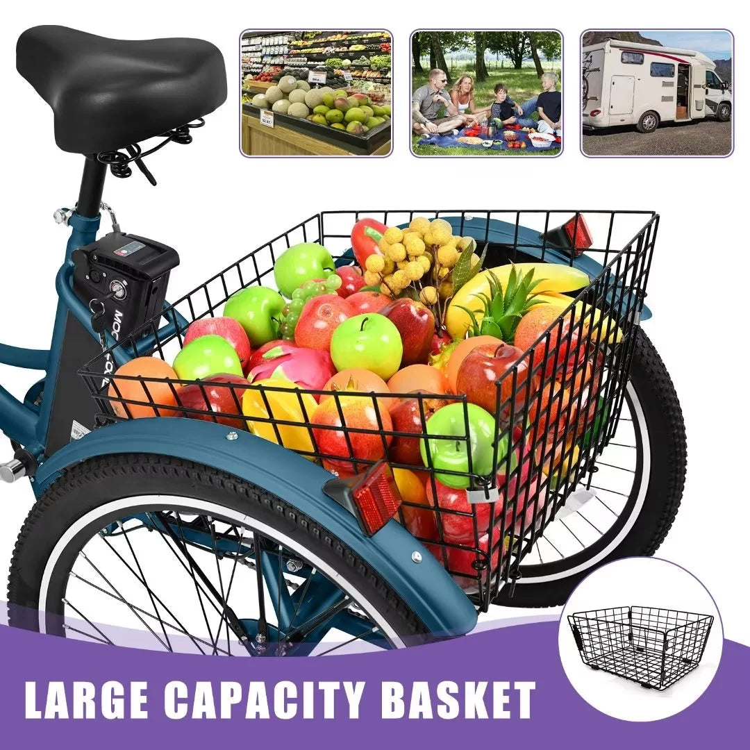 24'' 3 Wheel Electric Tricycle 500W 7-Speed U143