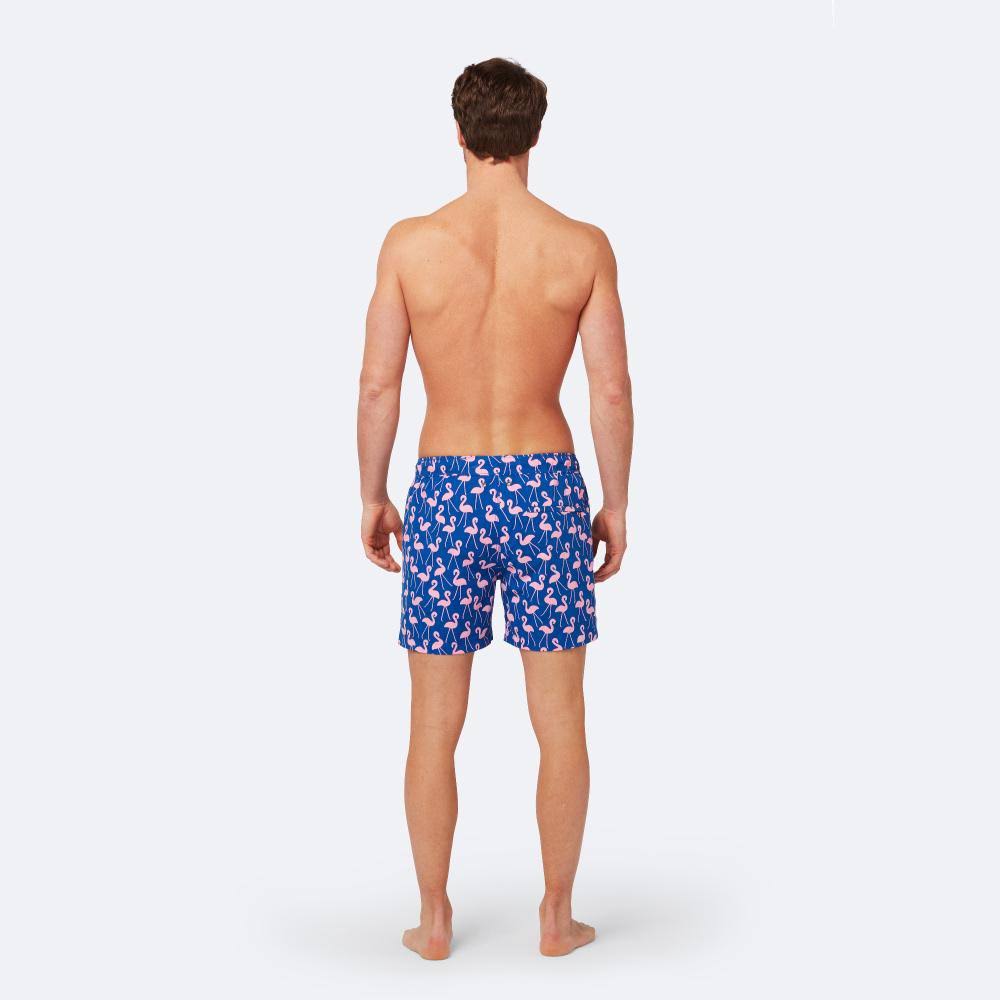 Rose/ Blue Flamingo Print Swim Trunks Z700778