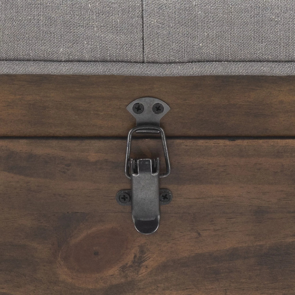Grey Linen Storage Ottoman M178598
