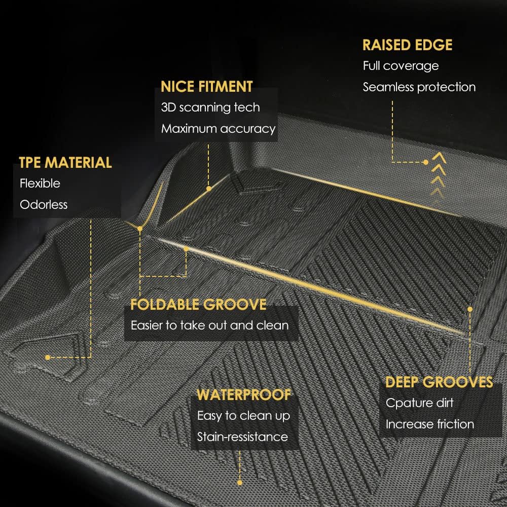 Cargo Liner Pack of 2 Waterproof TPE Rubber Car Mat A9223
