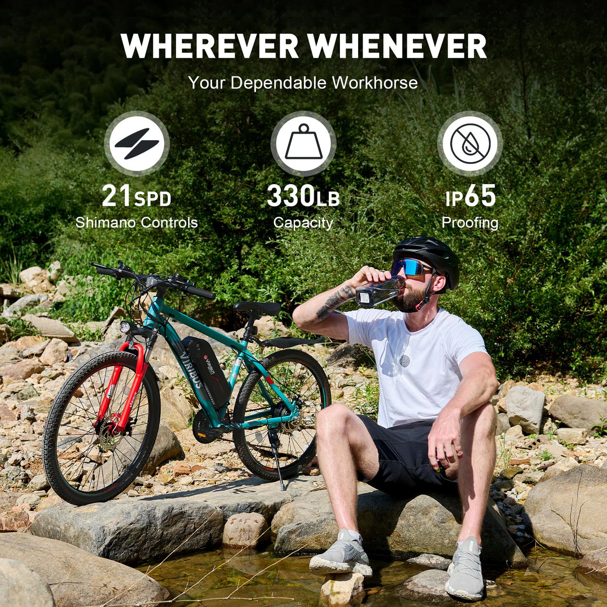 Electric Bike 26" Commuter Mountain Bike Disc Brakes 350W Motor 48V 10.4Ah Lithium A667