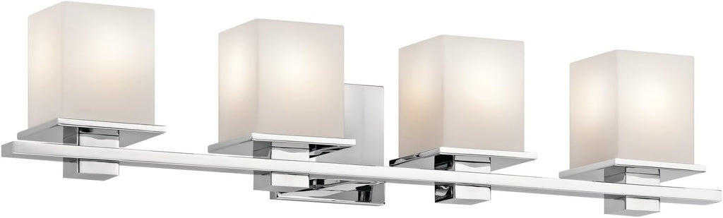 Chrome 1 Light Wall Sconce with Satin Etched Cased Opal Glass K5150