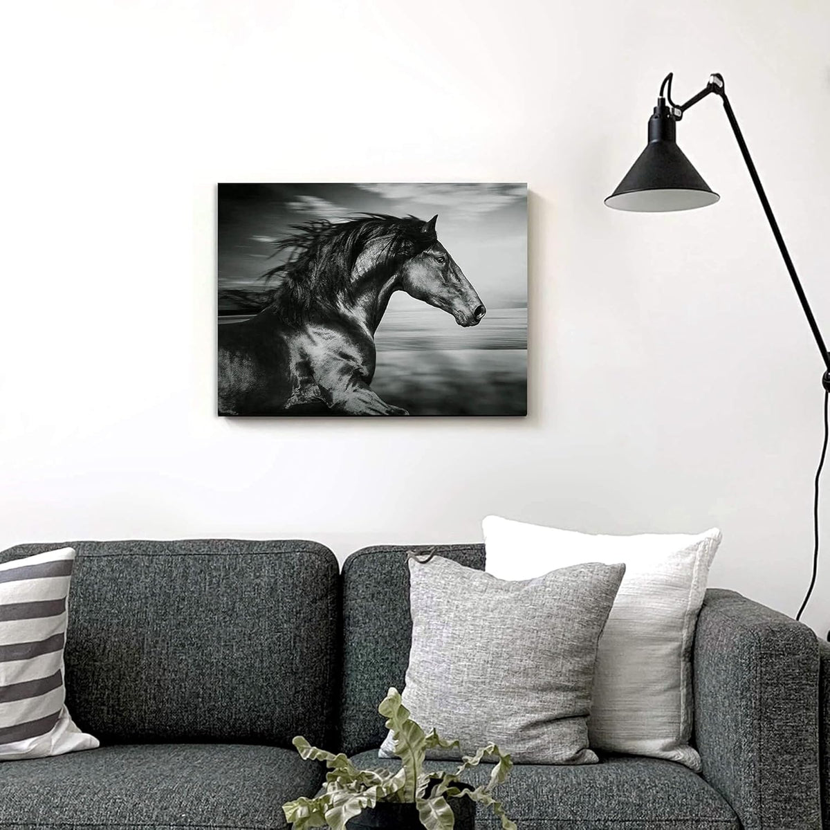 Black Horse Canvas Picture Prints Wild Animal Painting Art Artwork on Canvas K481