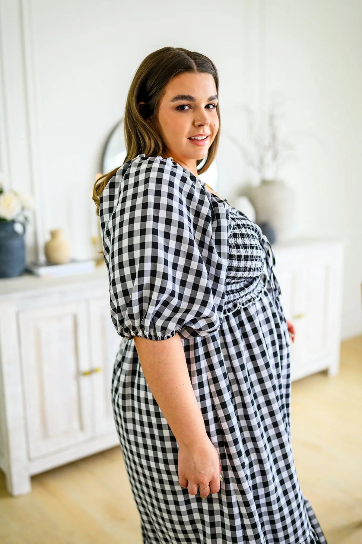 Gingham Midi Dress U76300