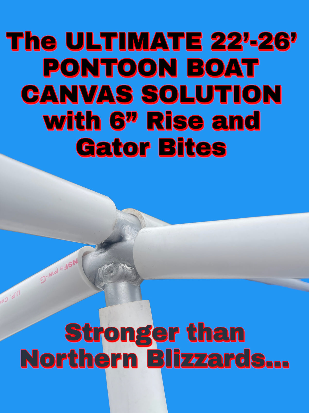 Pontoon Boat Canvas Solution with 6 Rise with 18 Gator Bites C469