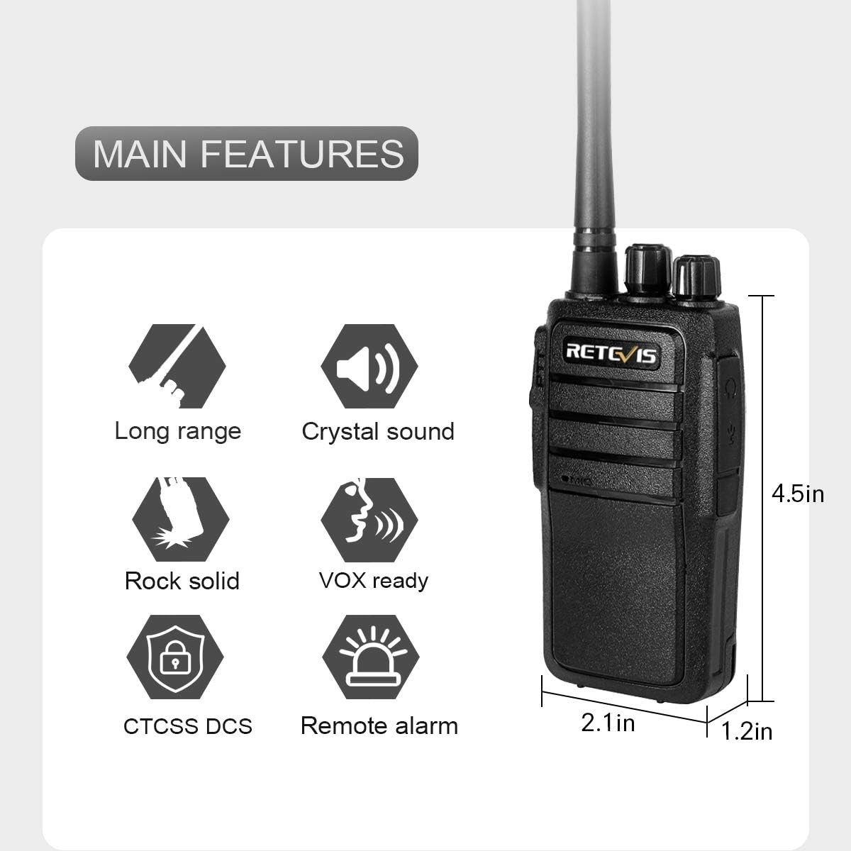 Case of 4 Rechargeable Two Way Radios, 16 Channels VOX Hands Free O39720
