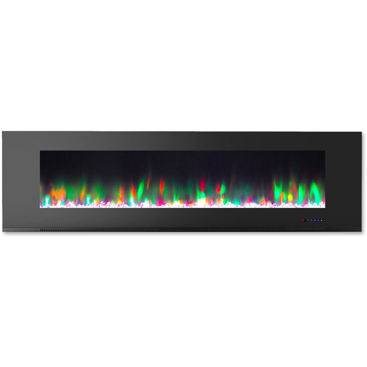 Black Wall-Mount Electric Fireplace with Crystal Rock Display U64883
